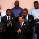 Chinese President Xi Jinping (front C), South African President Cyril Ramaphosa (front 3-L), Egyptian President Abdel Fattah al-Sisi (front L), KenyaÕs President Uhuru Kenyatta (2nd row L), TogoÕs President Faure Gnassingb (2nd row 2-L), Malawi's President Arthur Peter Mutharika (2nd row C), Guinea-Bissau's President Jose Mario Vaz (2nd row R), Sierra Leone President Julius Maada Bio (last row L), Liberian President George Weah (last row C) and other African leadersclap during a group photo session during the Forum on China-Africa Cooperation (FOCAC) 2018 Beijing Summit in Beijing, China, September 3, 2018. How Hwee Young/POOL Via REUTERS - RC1D22627100